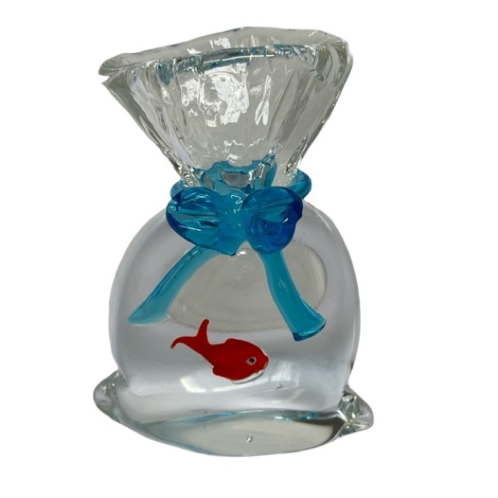 Large Vintage Murano Art Glass Goldfish Bag